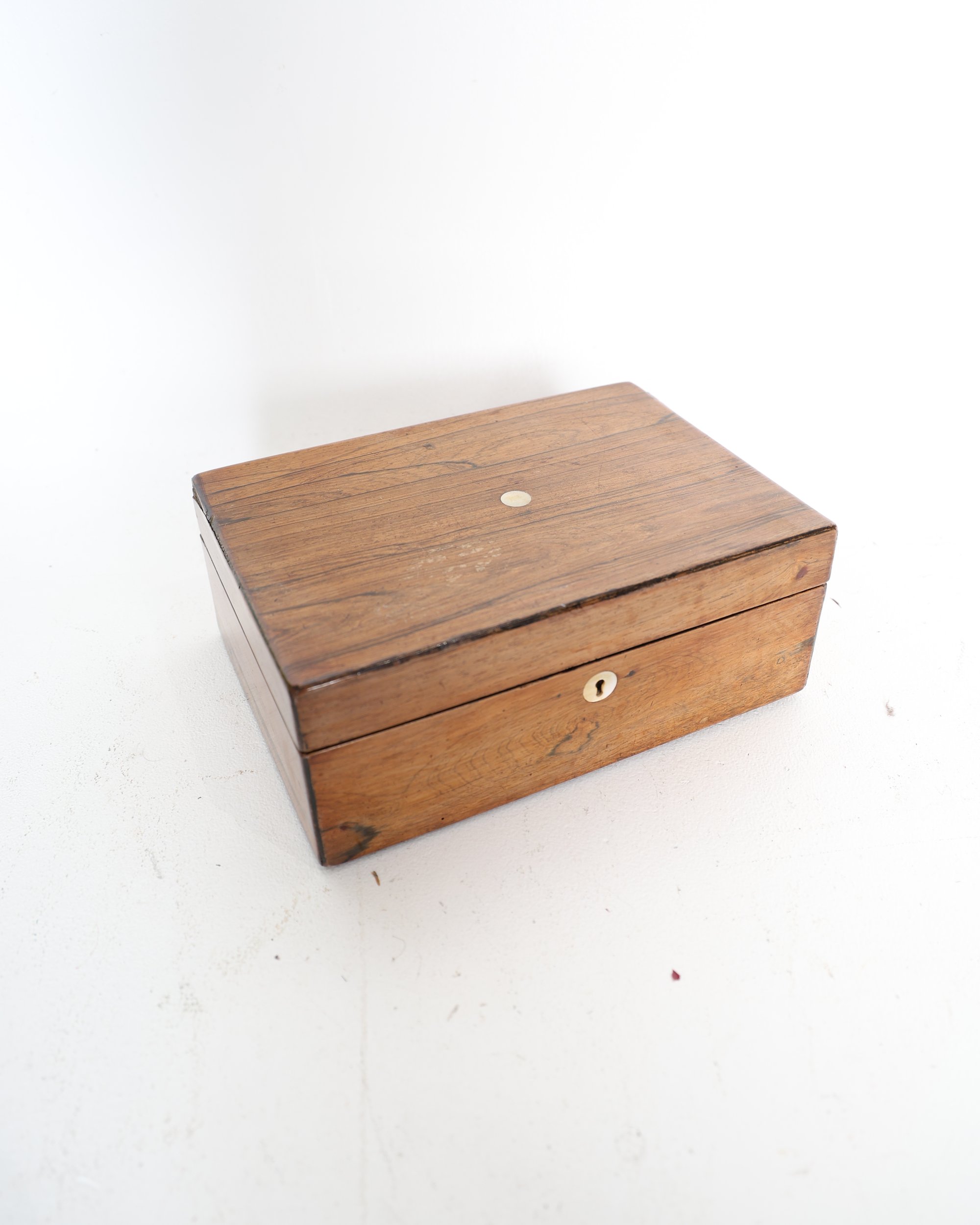 Antique Wooden Box with Brass Escutcheon