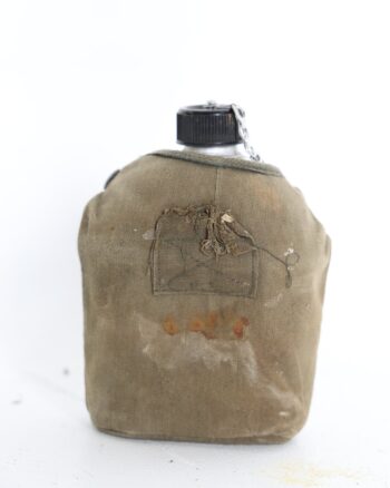 Vintage Style Military Canteen with Canvas Cover and Strap Studs