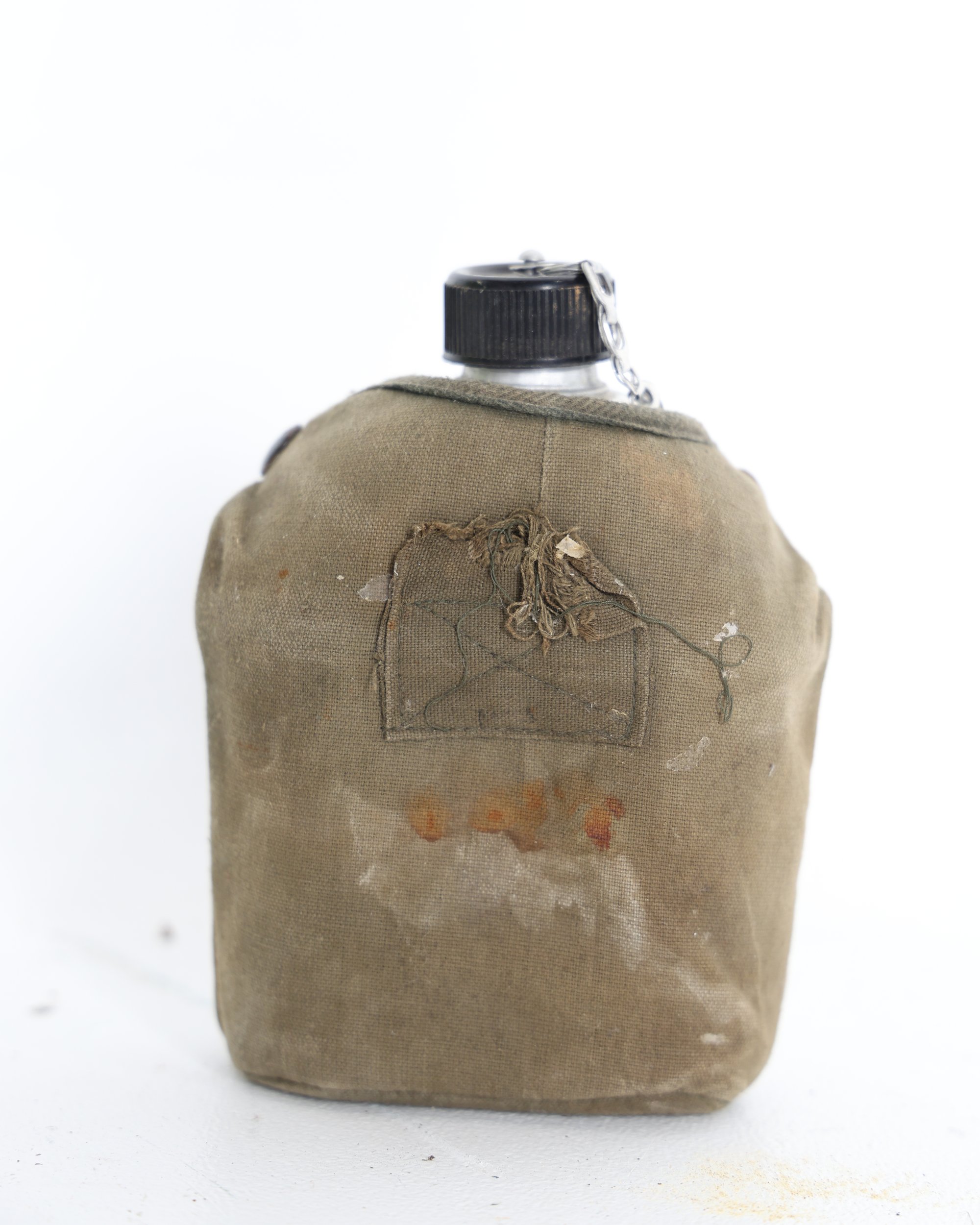 Vintage Style Military Canteen with Canvas Cover and Strap Studs