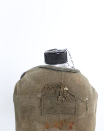 Vintage Style Military Canteen with Canvas Cover and Strap Studs