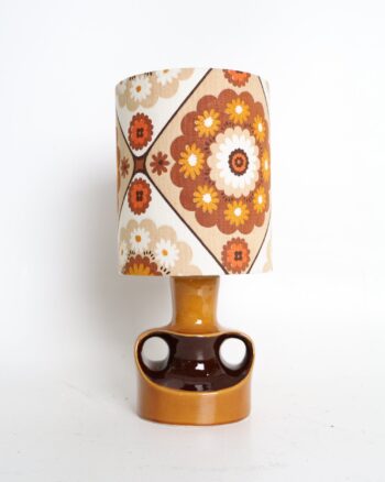 Retro Ceramic Table Lamp with Floral Fabric Shade
