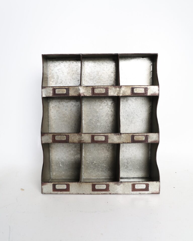 Industrial Style Galvanised Metal Nine Pigeonhole Wall Unit