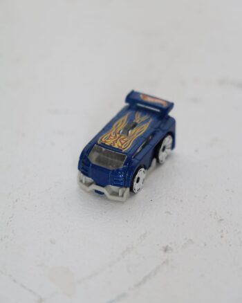 Blue Hot Wheels Toy Car with Flame Decal