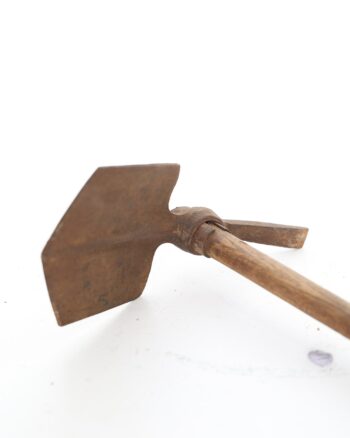 Vintage Dual Sided Pick Mattock Hand Tool with Wooden Handle