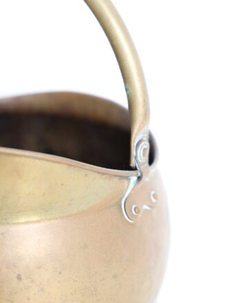 Brass Helmet Shaped Coal Scuttle with Fixed Carry Handle