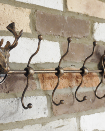 Cast Iron Stag Head Coat Rack with Four Hooks