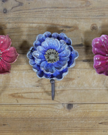 Floral Coat Hooks with Crackle Glaze Finish