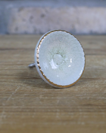 Ceramic Knob with Crackle Glaze & Metallic Edge