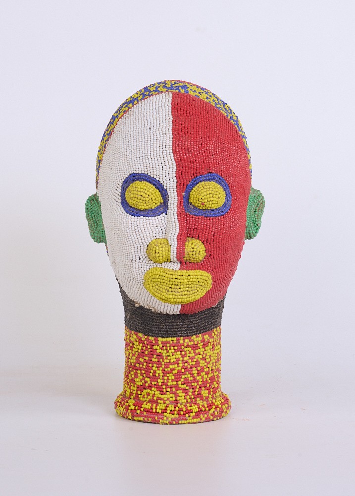 Nigerian Ife Beaded Terracotta Head Sculpture