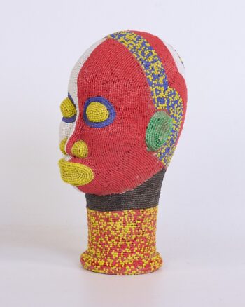 Nigerian Ife Beaded Terracotta Head Sculpture