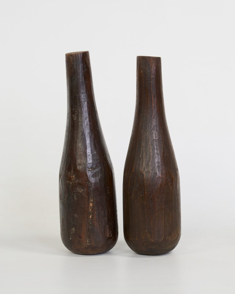 Pair of Traditional Hand-Carved African Wooden Seed Mashers
