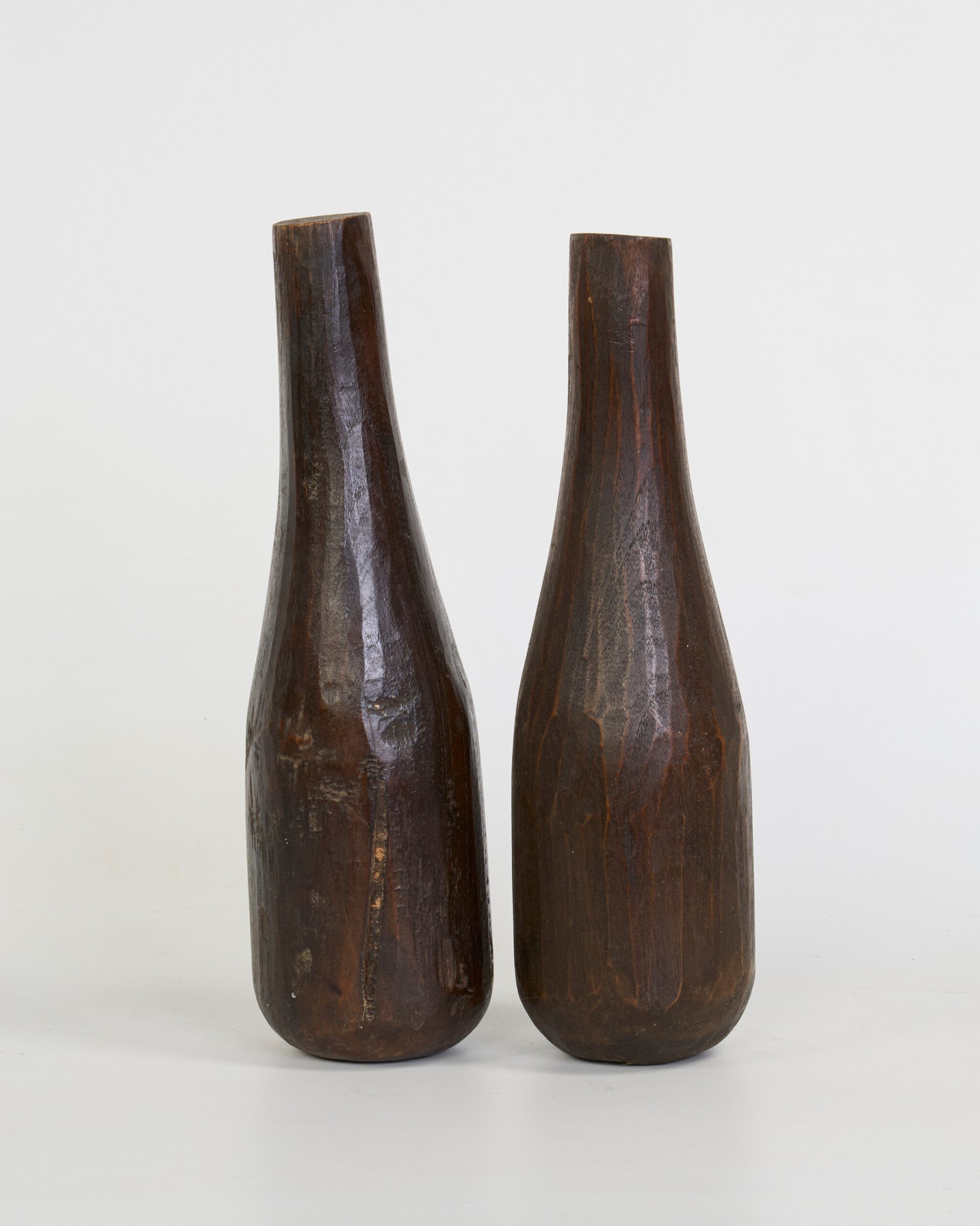 Pair of Traditional Hand-Carved African Wooden Seed Mashers