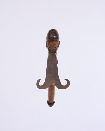 Antique Carved Wood and Iron Prestige Axe or Betel Nut Cutter