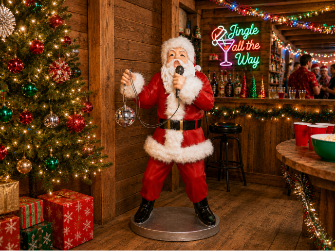 Large Disco Santa Standing Christmas Figure