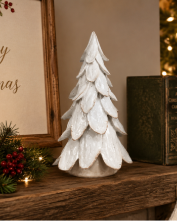 Small White Ceramic Tree Christmas Ornament