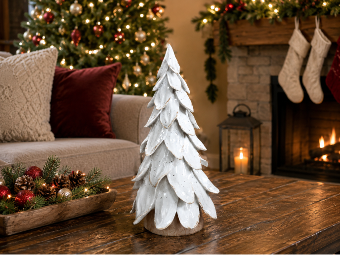 Modern Ceramic White Tree Christmas Table Decoration