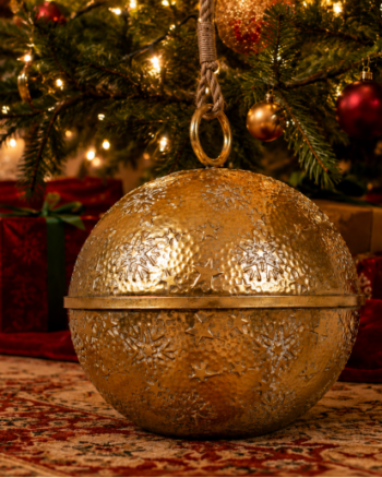 Golden Ball Decoration Large Hammered Christmas Bauble