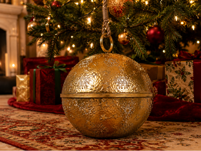 Golden Ball Decoration Large Hammered Christmas Bauble