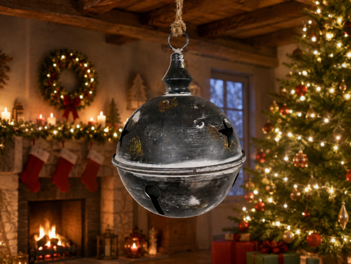 Large Rustic Metal Hanging Bell On A Rope