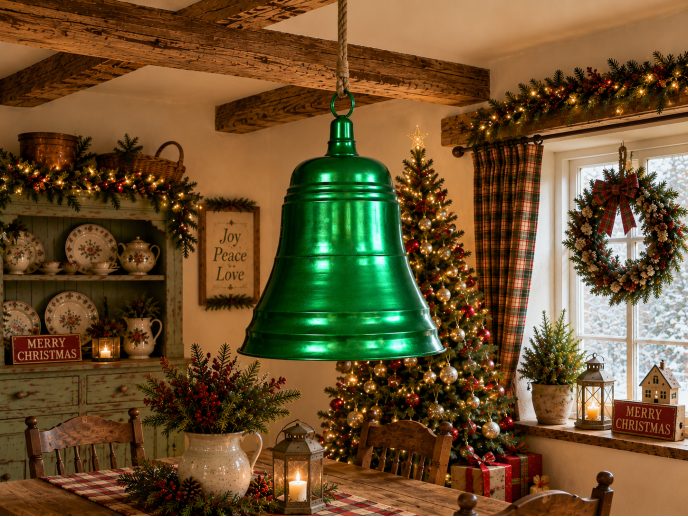 Extra Large Green Christmas Bell Hanging Decoration