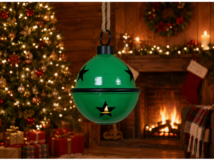 Green Hanging Light Up Bell Christmas Decoration