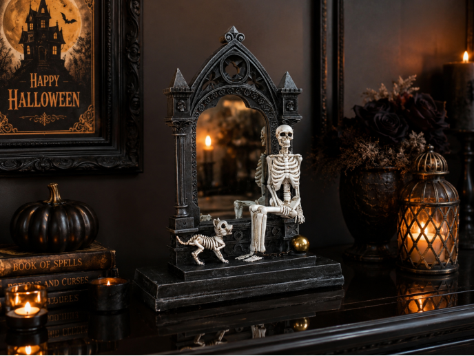 Gothic Skeleton Arch Mirror Halloween Decoration