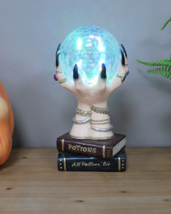 Halloween Hand holding Crystal Ball Light Up Ornament