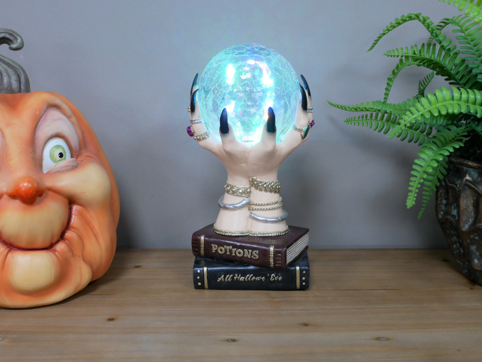 Halloween Hand holding Crystal Ball Light Up Ornament