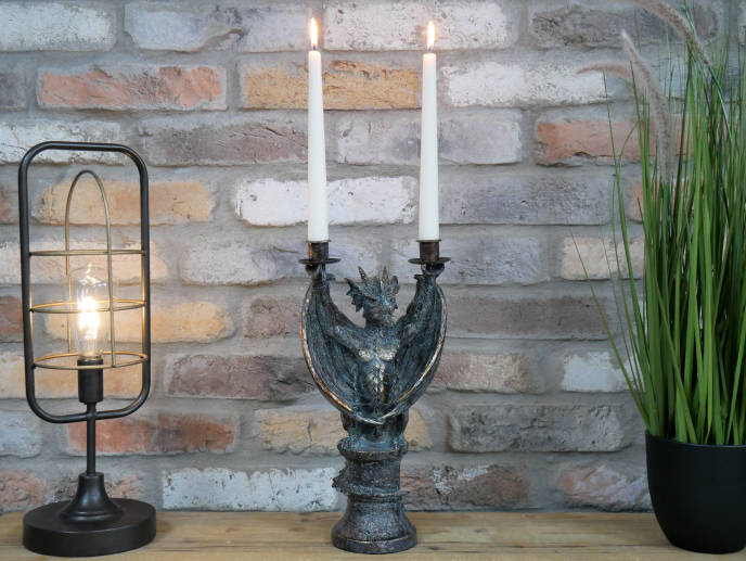 Gothic Dragon Twin Candle Holder