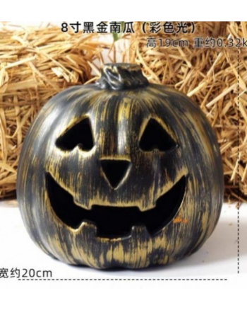 Black with Orange Interior Jack-O-Lantern Pumpkin Halloween Decoration