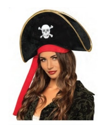 Pirate Anne Tricorn Hat with Skull Emblem