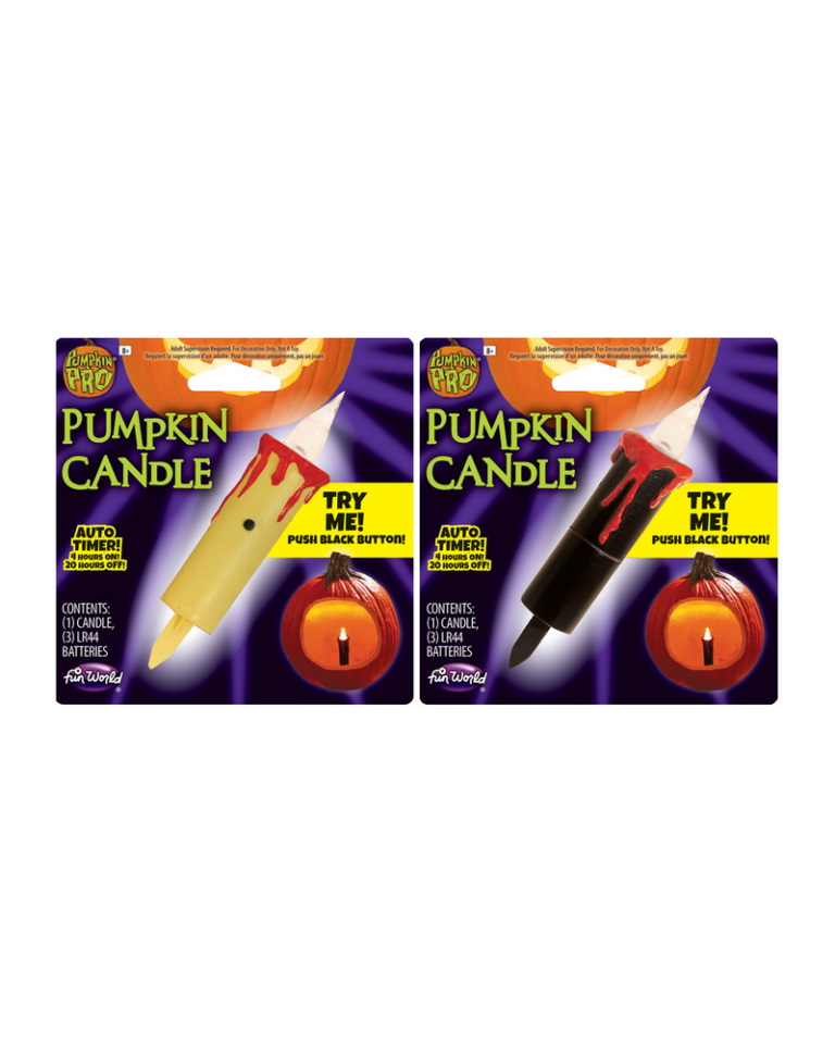 Pumpkin Flickering LED Candle with Timer (7.6cm)