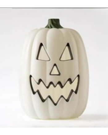 White Light Up Jack-O-Lantern Halloween Pumpkin Decoration