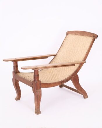 Antique Style Anglo Colonial Planters Chair with Woven Cane Seat