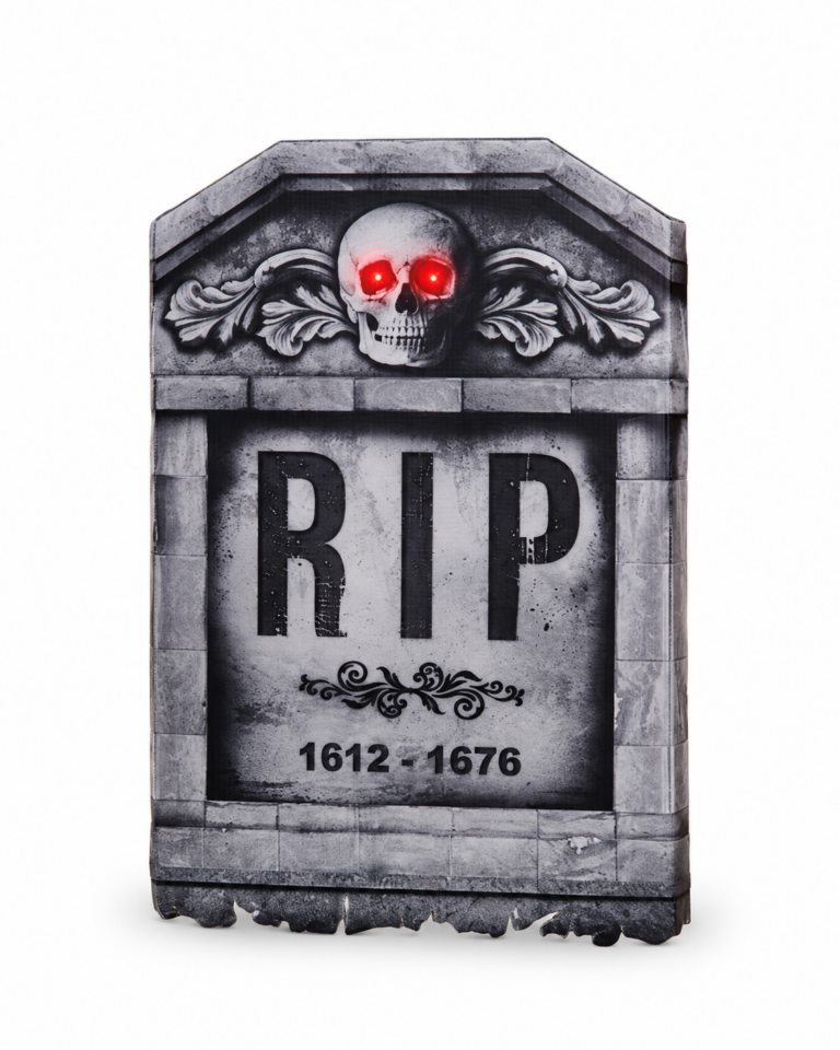Light-Up 3D Stone-Look Halloween Tombstone (56cm)
