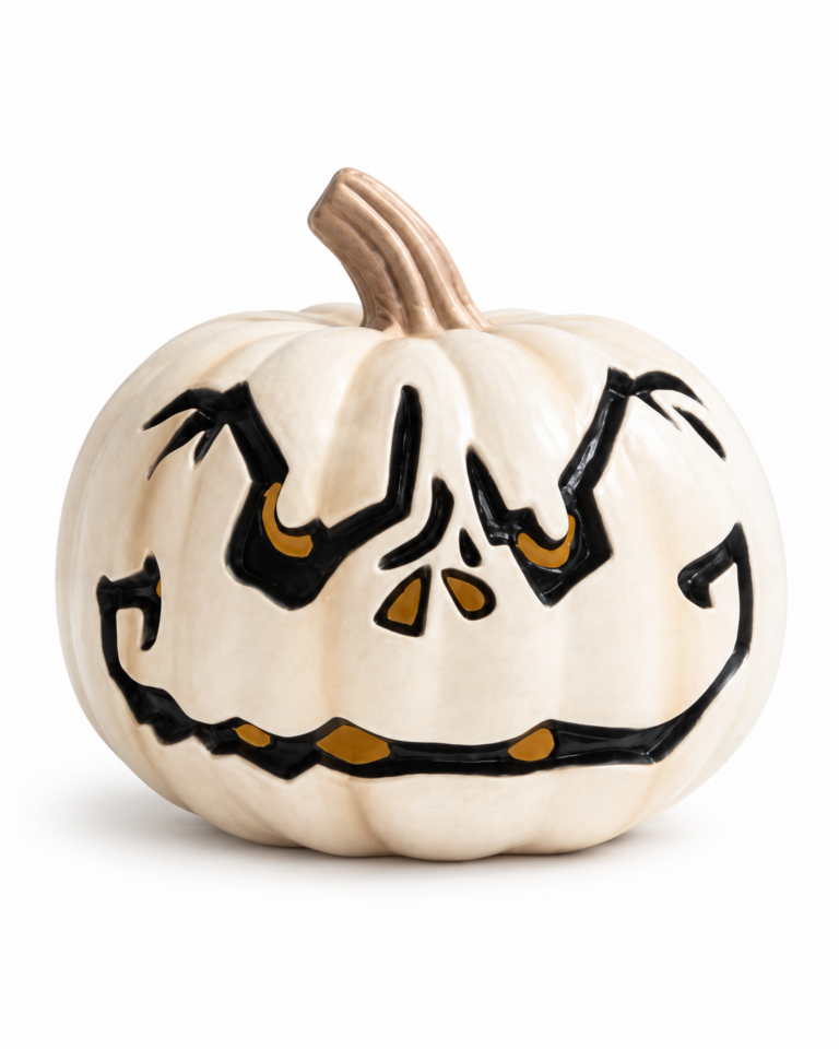 White Light Up Halloween Pumpkin Decoration