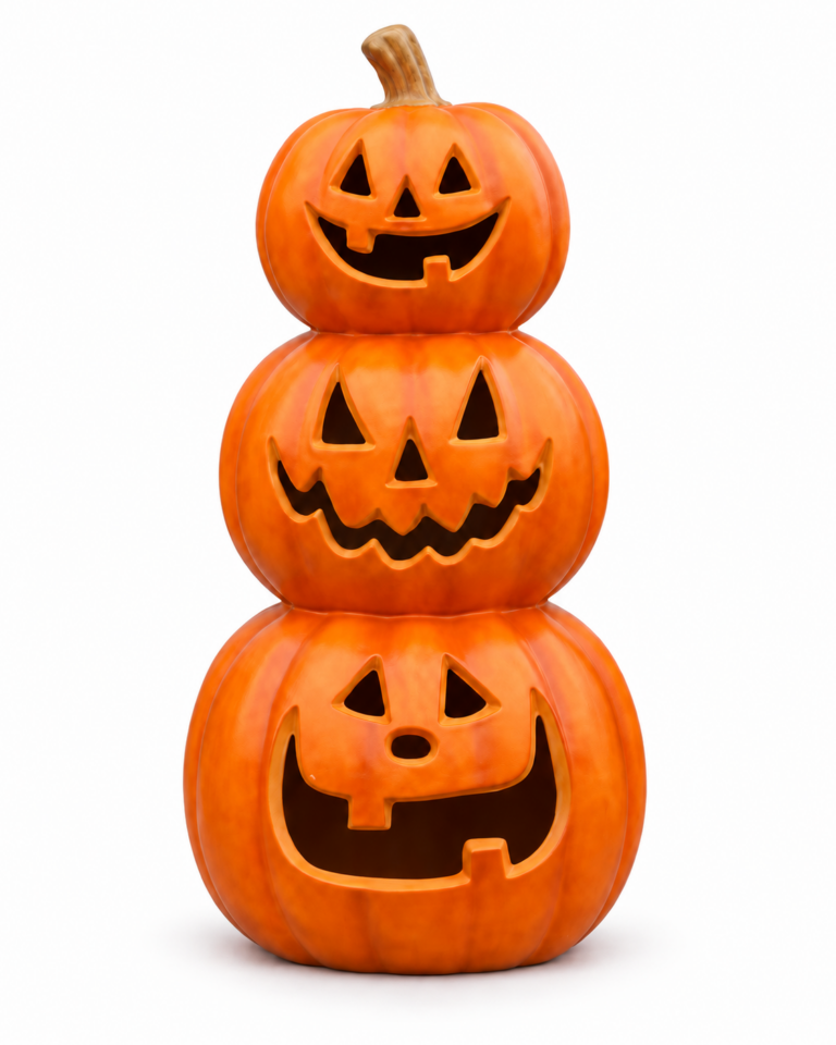 Orange Light Up Stacked Jack-O-Lantern Pumpkins
