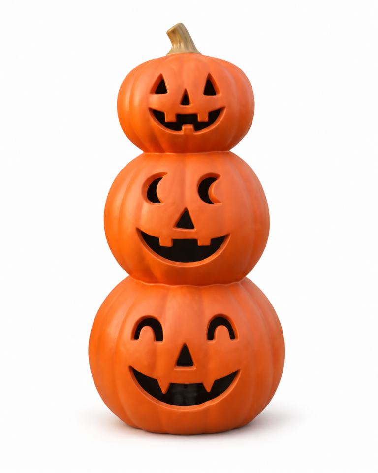 Spooky Stacked Light Up Jack-O-Lantern Pumpkins Decoration