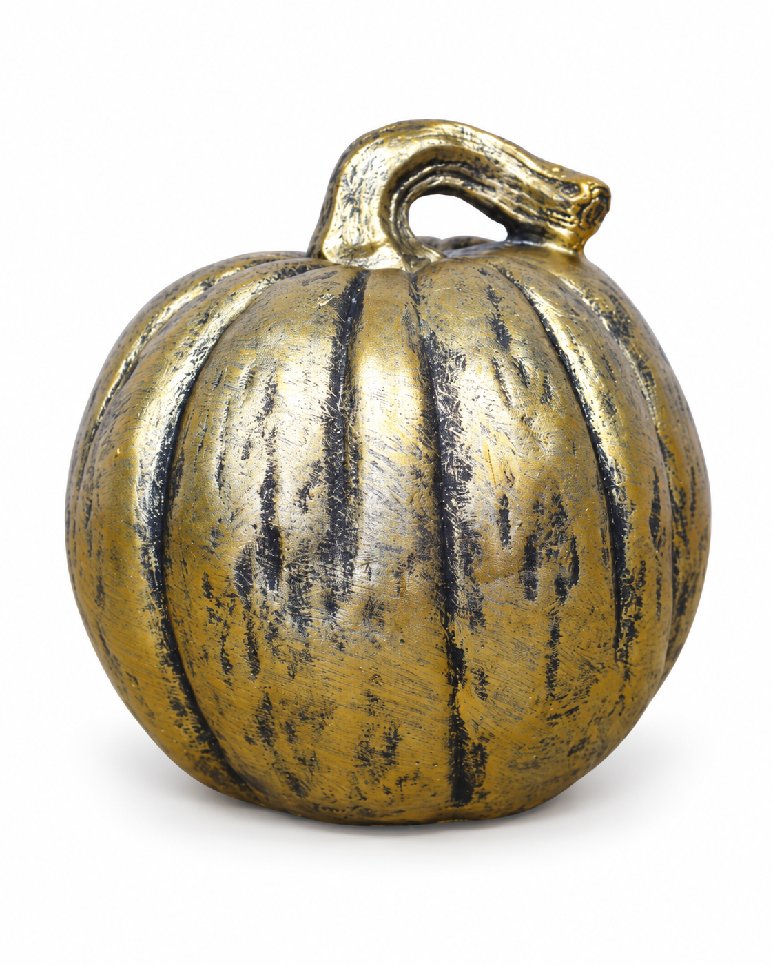 Gold Pumpkin Decoration with Black Accents