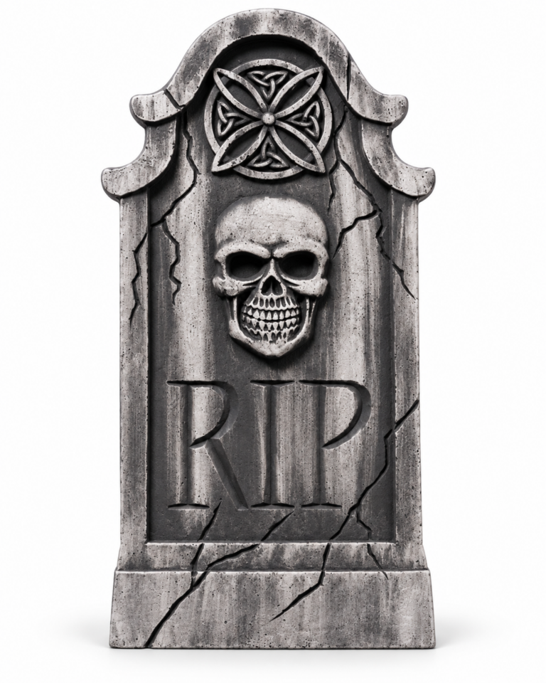 Halloween Tombstone Decoration with Skull and RIP Detail 91cm