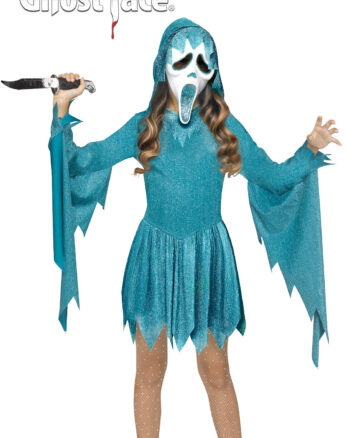 Pastel Teal Ghost Face Child Costume Large