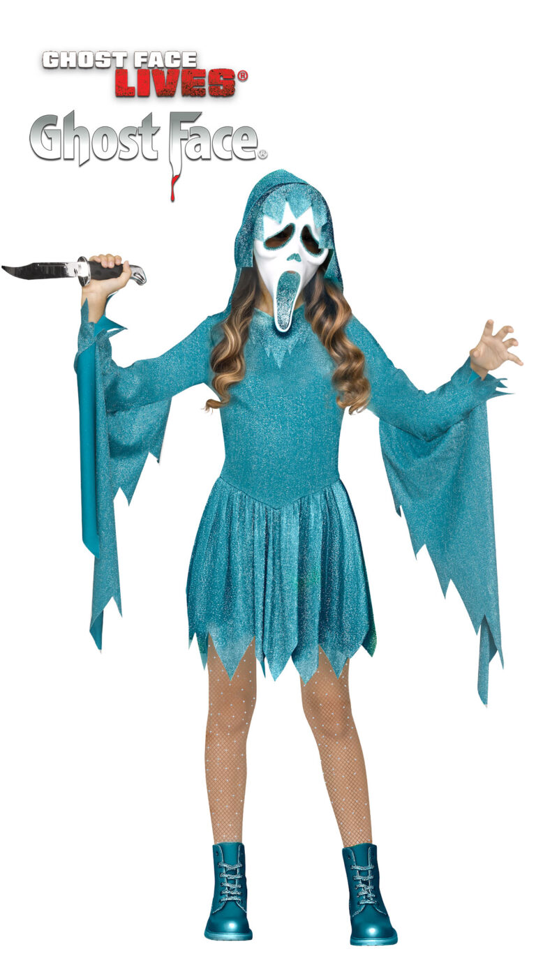 Pastel Teal Ghost Face Child Costume Large