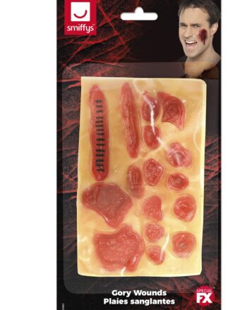 Smiffys Special FX Gory Wounds Red Fake Prosthetic Scars Set