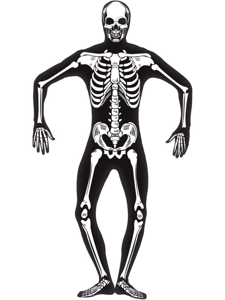 Skeleton Second Skin Costume Black Medium Chest 38-40