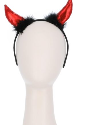 Metallic Devil Horn Headband Red & Black