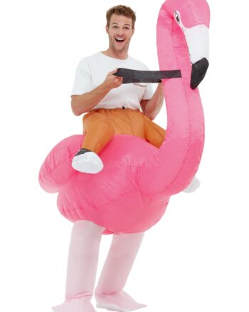 Inflatable Ride Em Flamingo Costume Pink