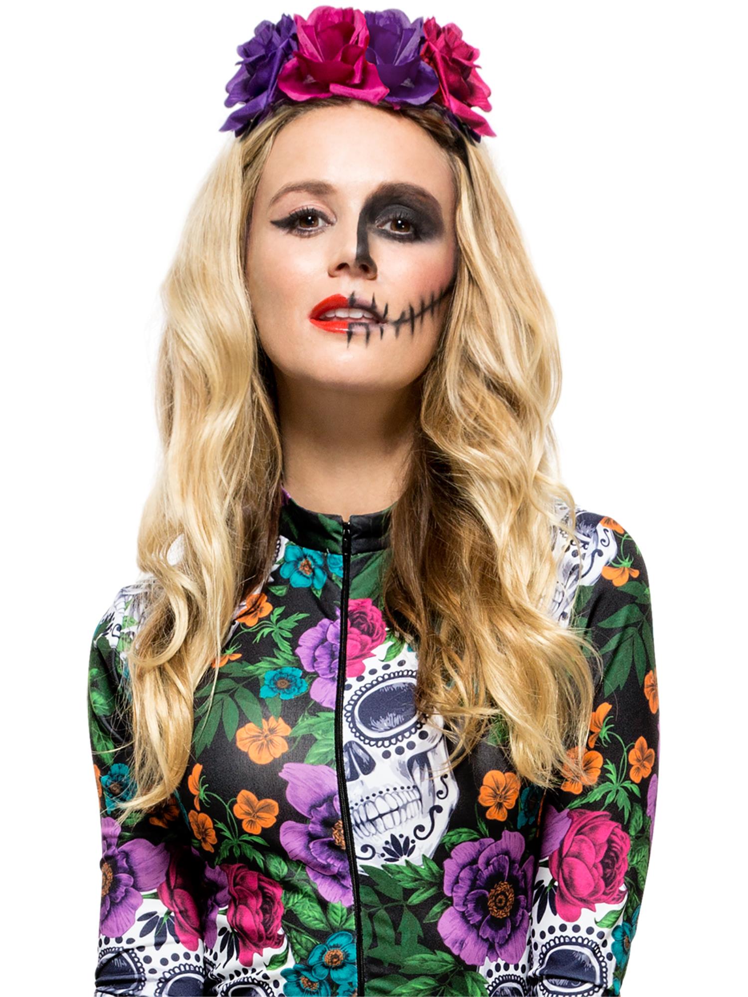 Day of the Dead Rose Headband Multi-Coloured