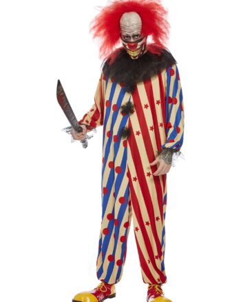 Creepy Clown Costume Red and Blue Medium Chest 38-40