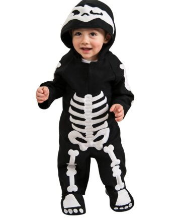 Kids Black and White Skeleton Hooded Costume 2-3 Years