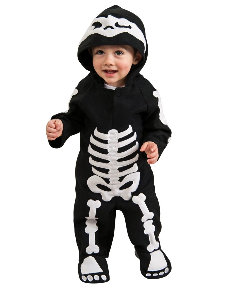 Kids Black and White Skeleton Hooded Costume 2-3 Years